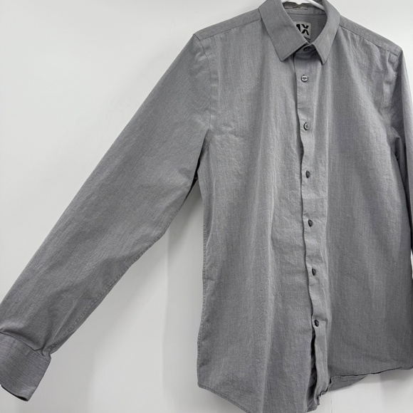 Express 1MX Shirt Men Medium Gray Long Sleeve Button Up Office Career Casual - Picture 3 of 9